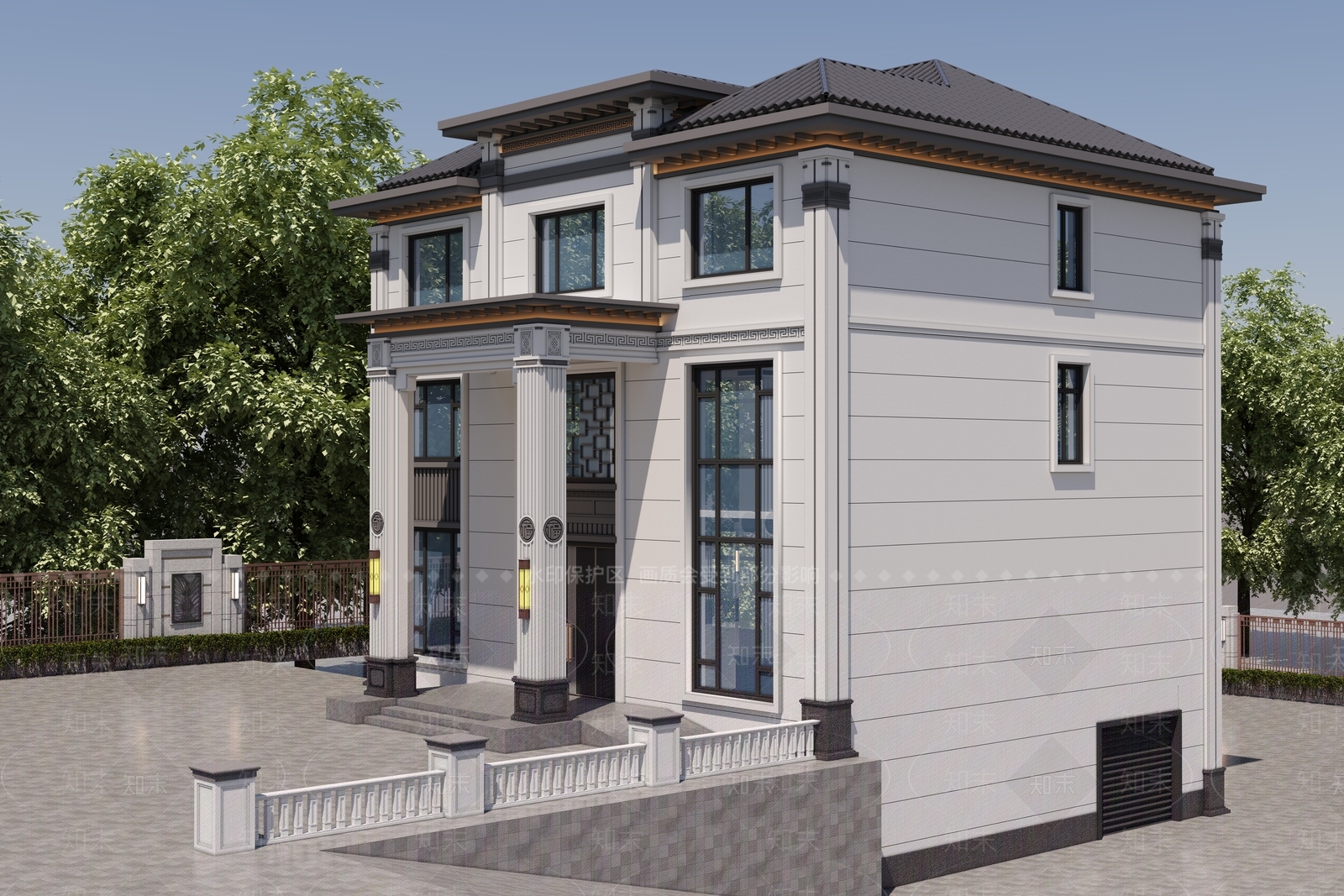 新中式中式艺术风格建筑3D模型下载【ID:1195166239】