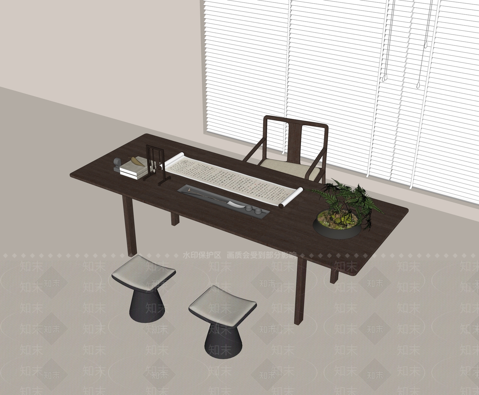 新中式茶桌椅SU模型下载【ID:1195169284】