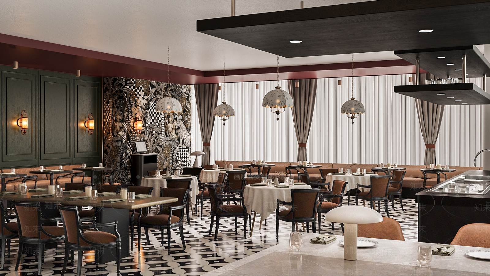 复古现代茶餐厅SU模型下载【ID:1195172207】