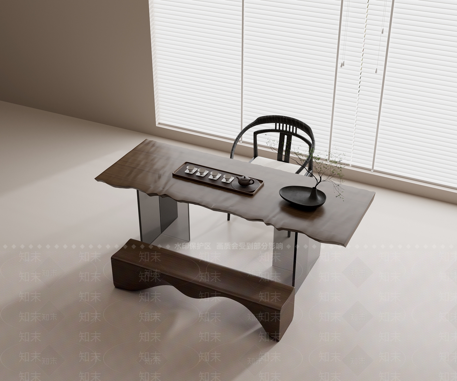 新中式茶桌椅3D模型下载【ID:1195173704】