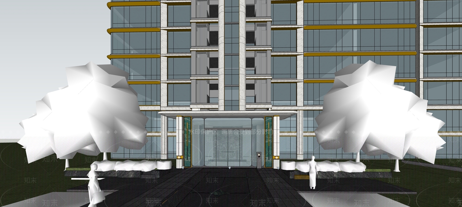 现代小区建筑SU模型下载【ID:1195174777】