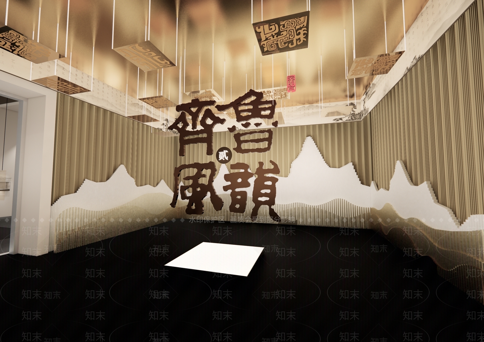 现代新中式博物馆展厅SU模型下载【ID:1195174851】