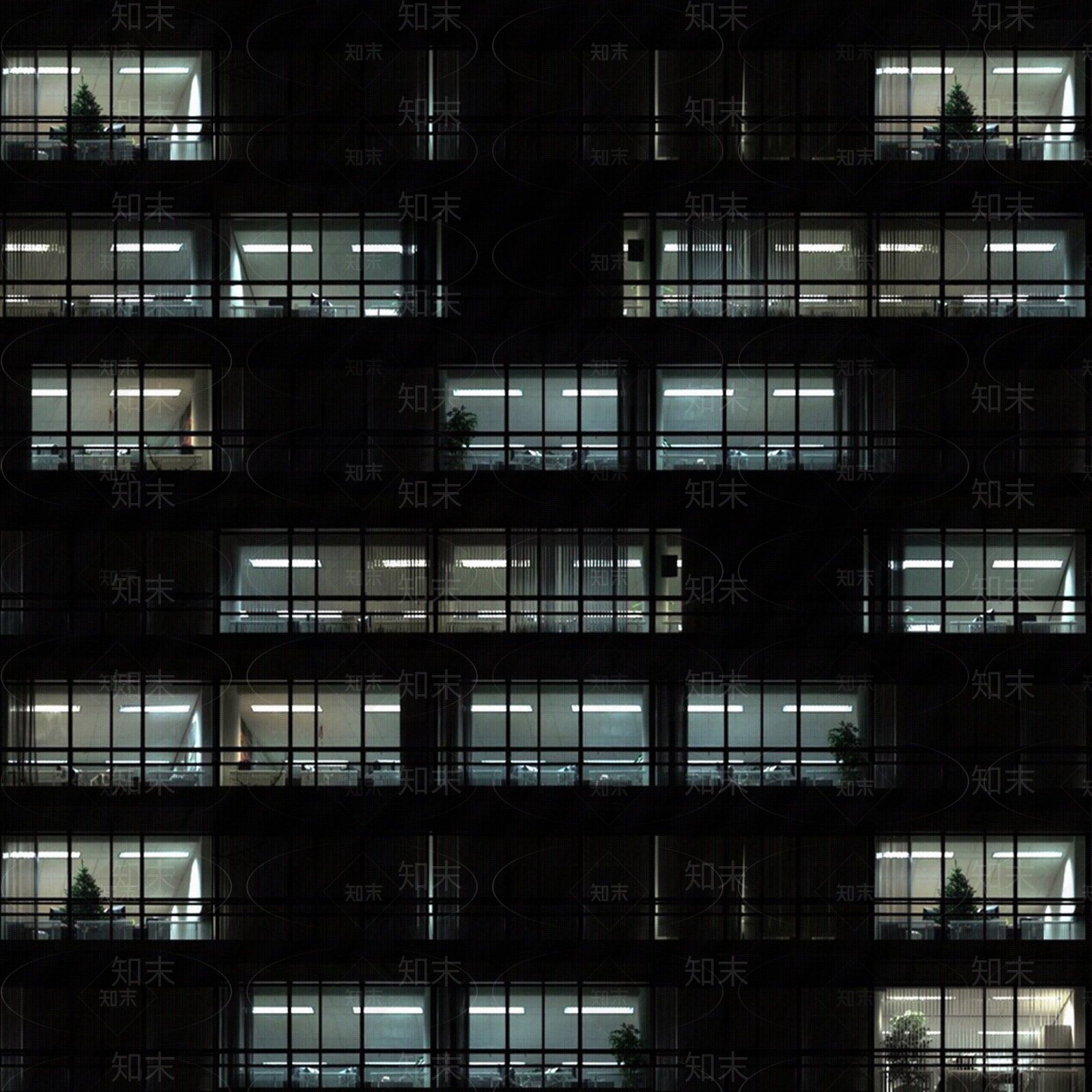 现代新中式建筑外立面贴图下载【ID:1195175776】