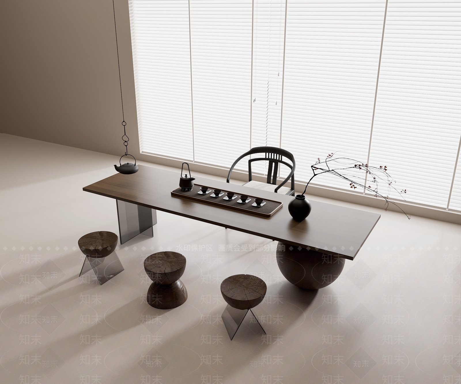 新中式茶桌椅3D模型下载【ID:1195176909】