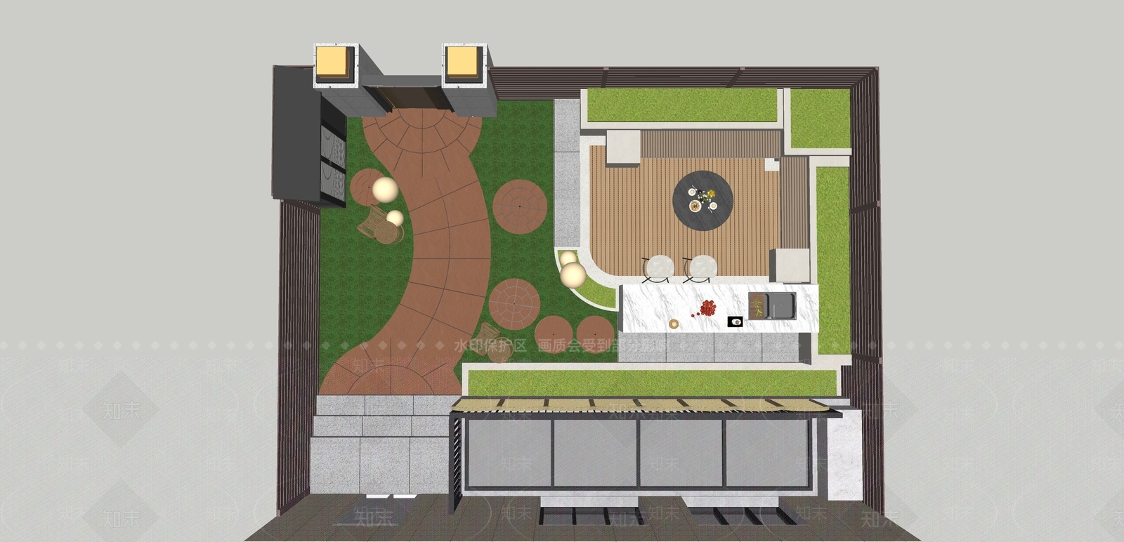 美式法式别墅庭院SU模型下载【ID:1195210398】