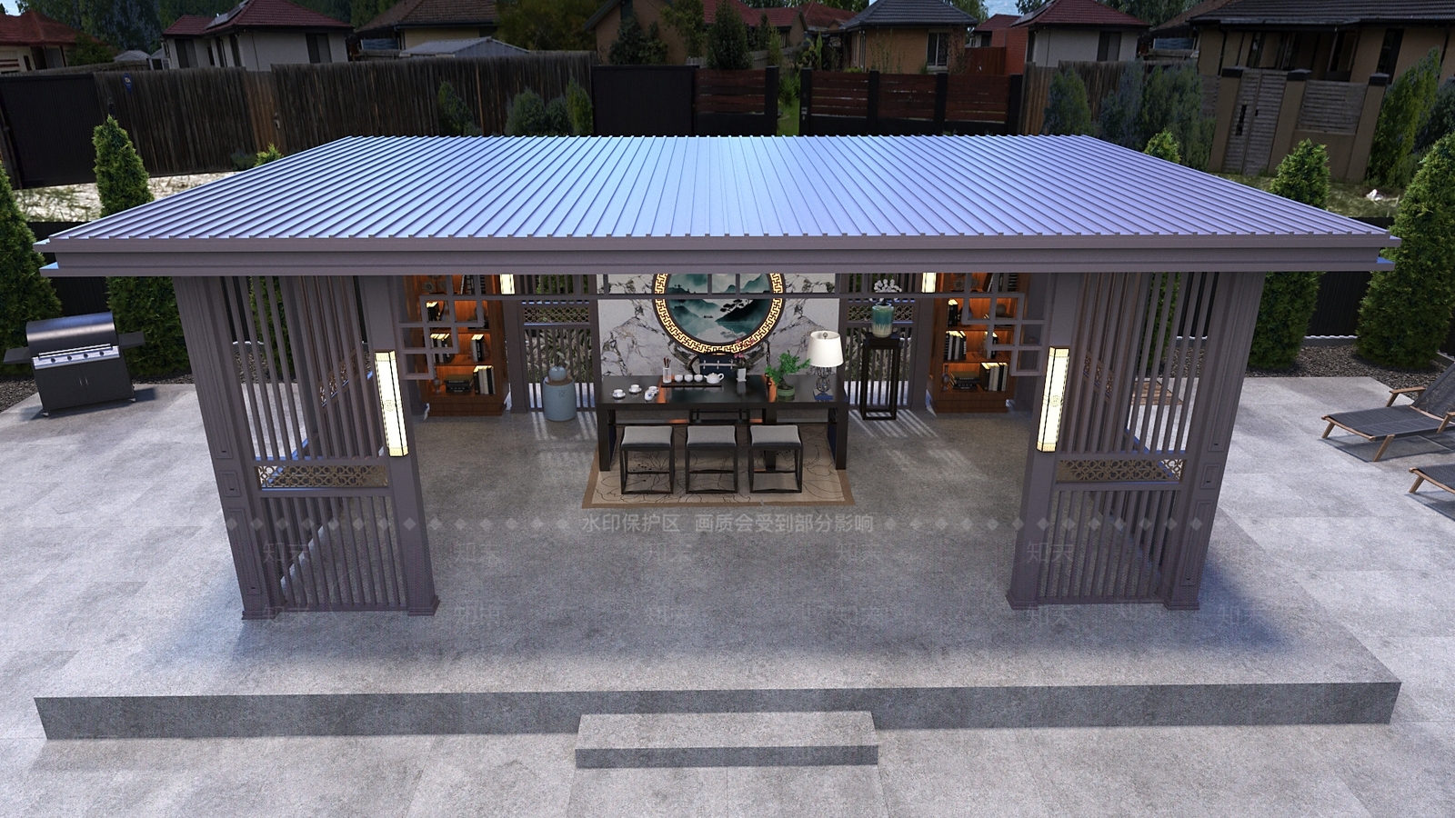 新中式中式亭子3D模型下载【ID:1195179425】