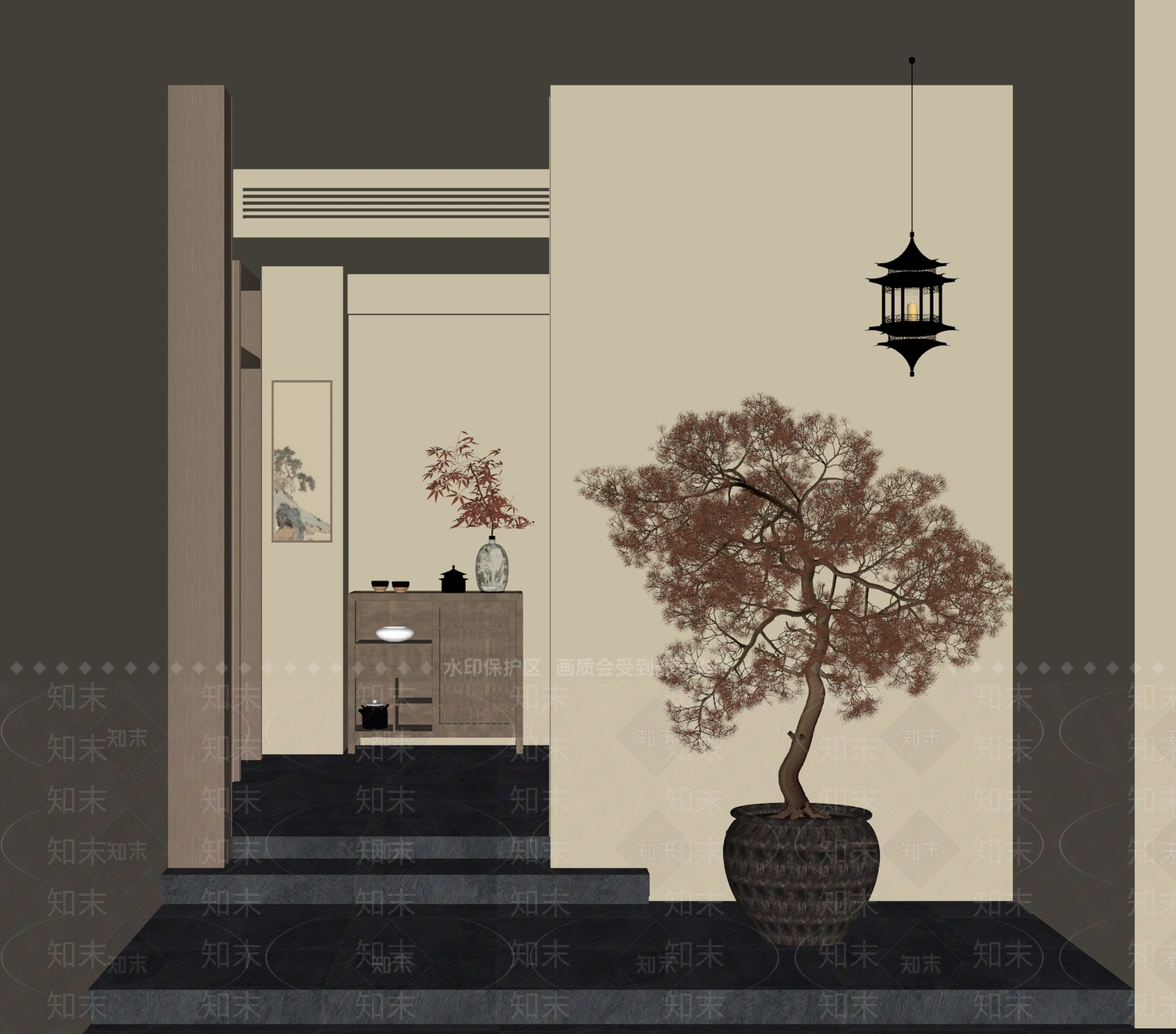 新中式玄关SU模型下载【ID:1195179171】