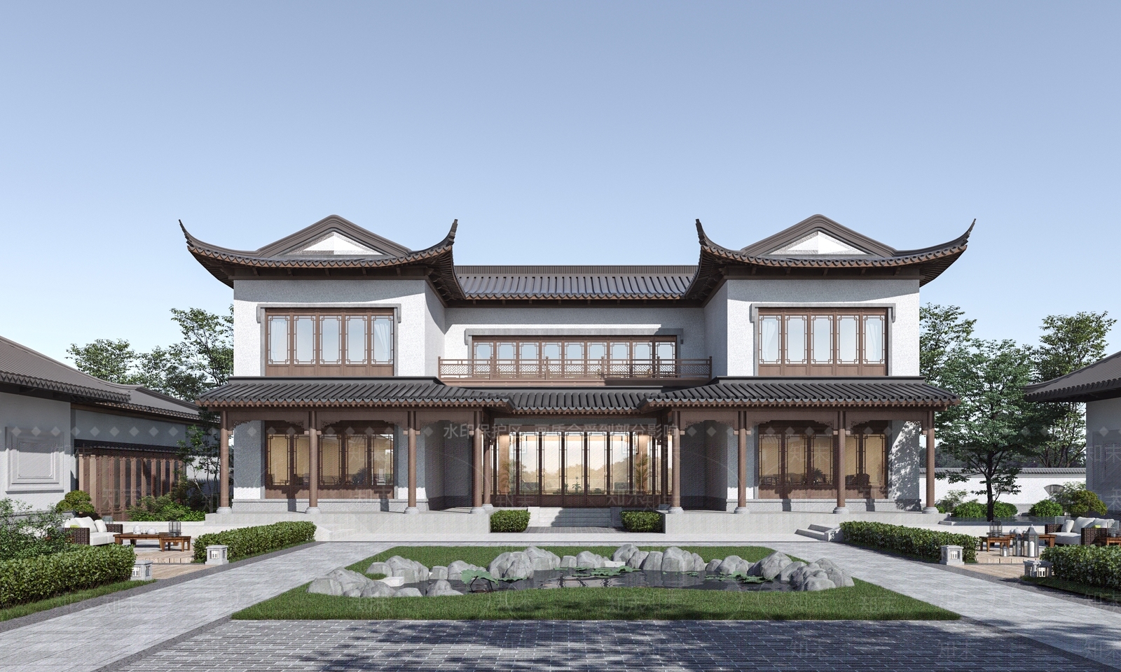 中式四合院3D模型下载【ID:1195180416】