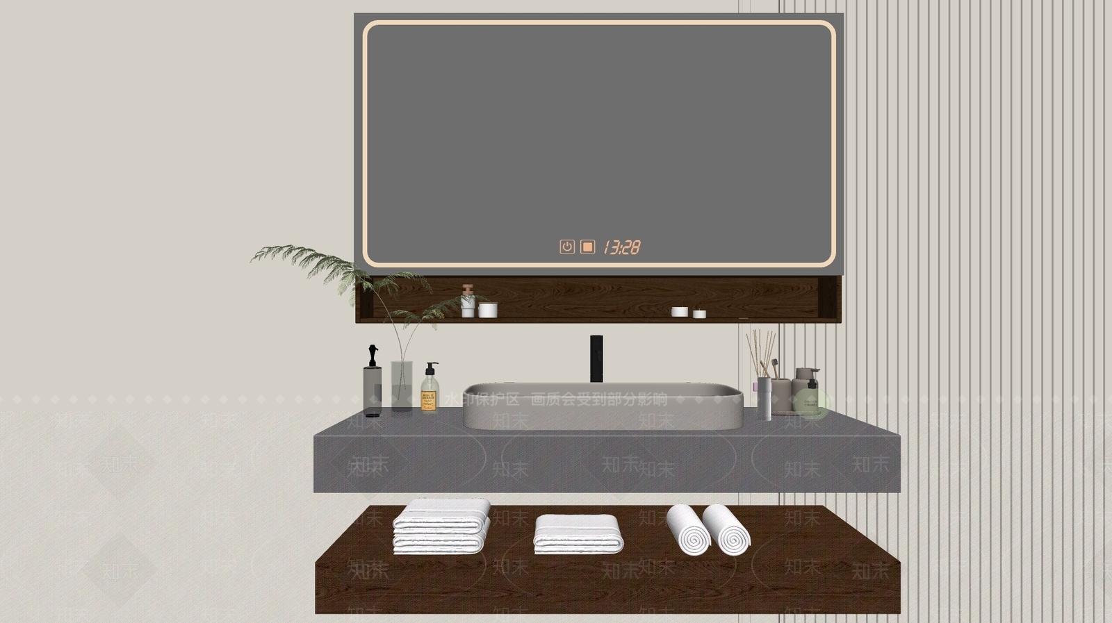 现代浴室柜SU模型下载【ID:1195182327】