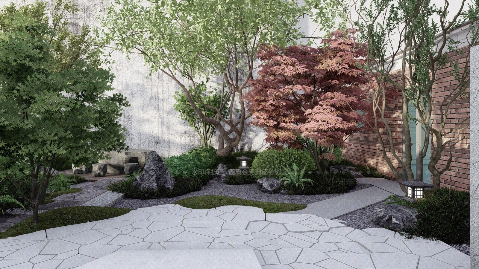 禅意原木别墅庭院SU模型下载【ID:1195184776】