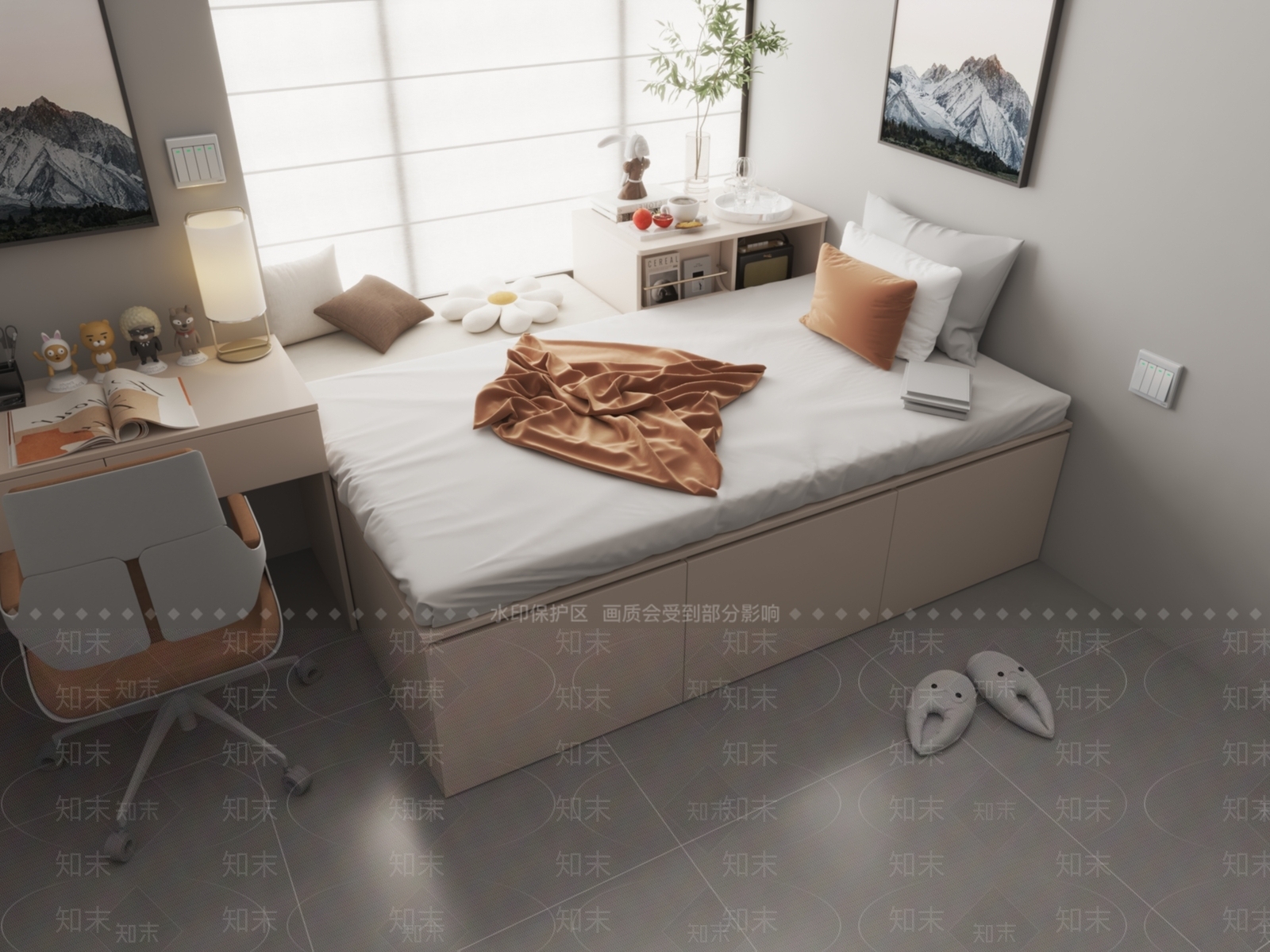 现代其他床3D模型下载【ID:1195185985】