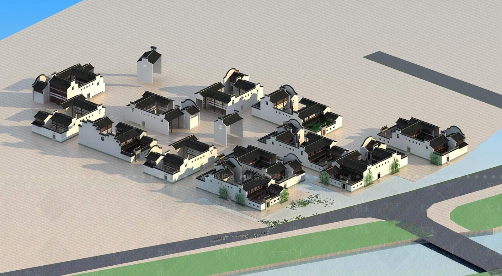 中式别墅外观3D模型下载【ID:1195186047】
