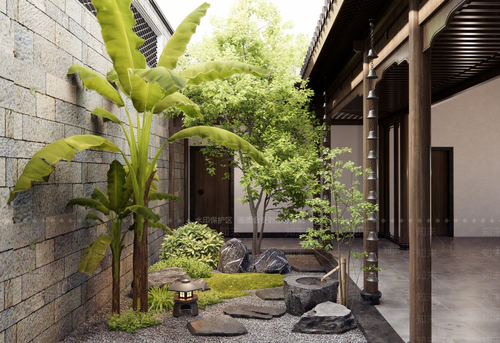 新中式庭院3D模型下载【ID:1195187793】