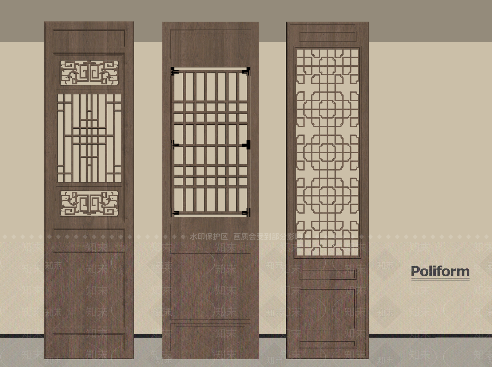 新中式隔断SU模型下载【ID:1195188960】