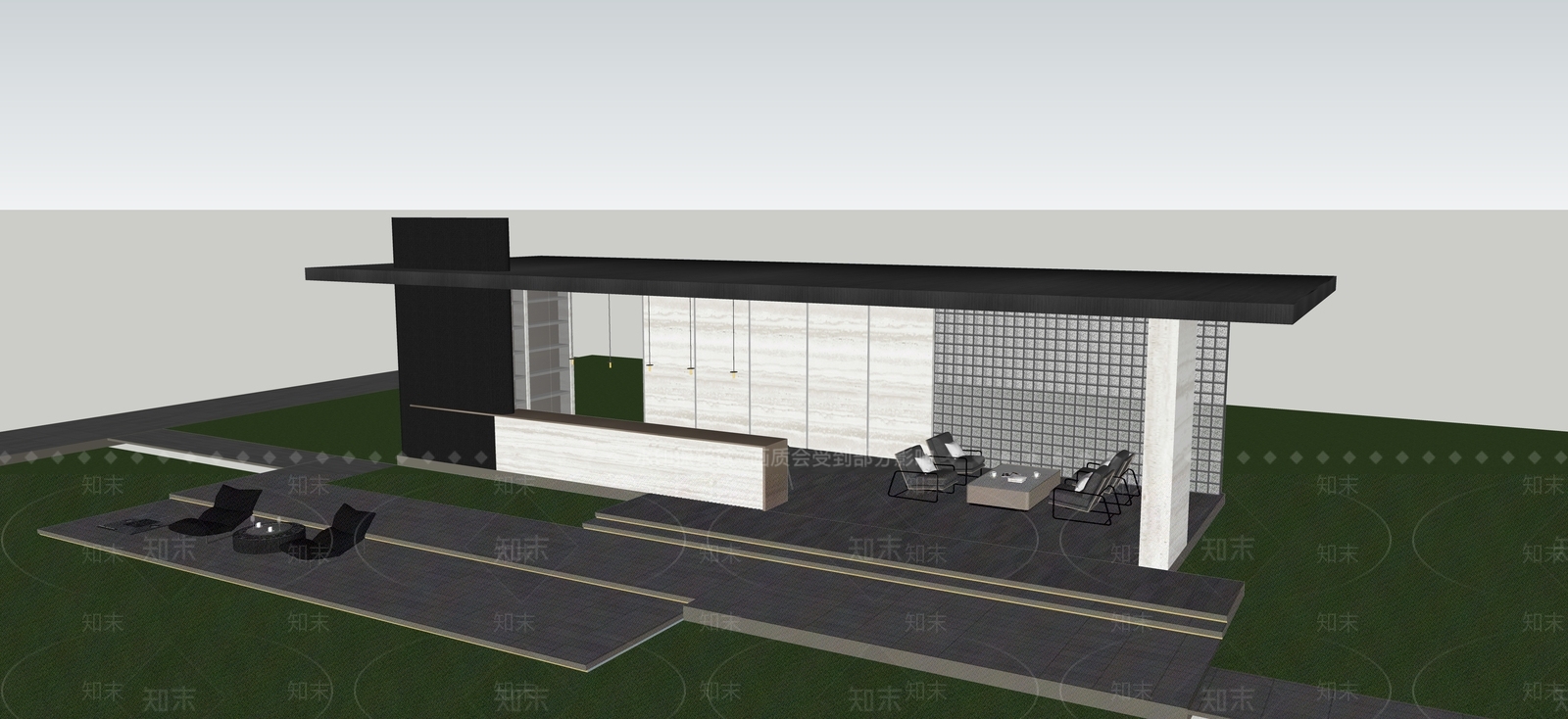 现代新中式亭子SU模型下载【ID:1195189204】