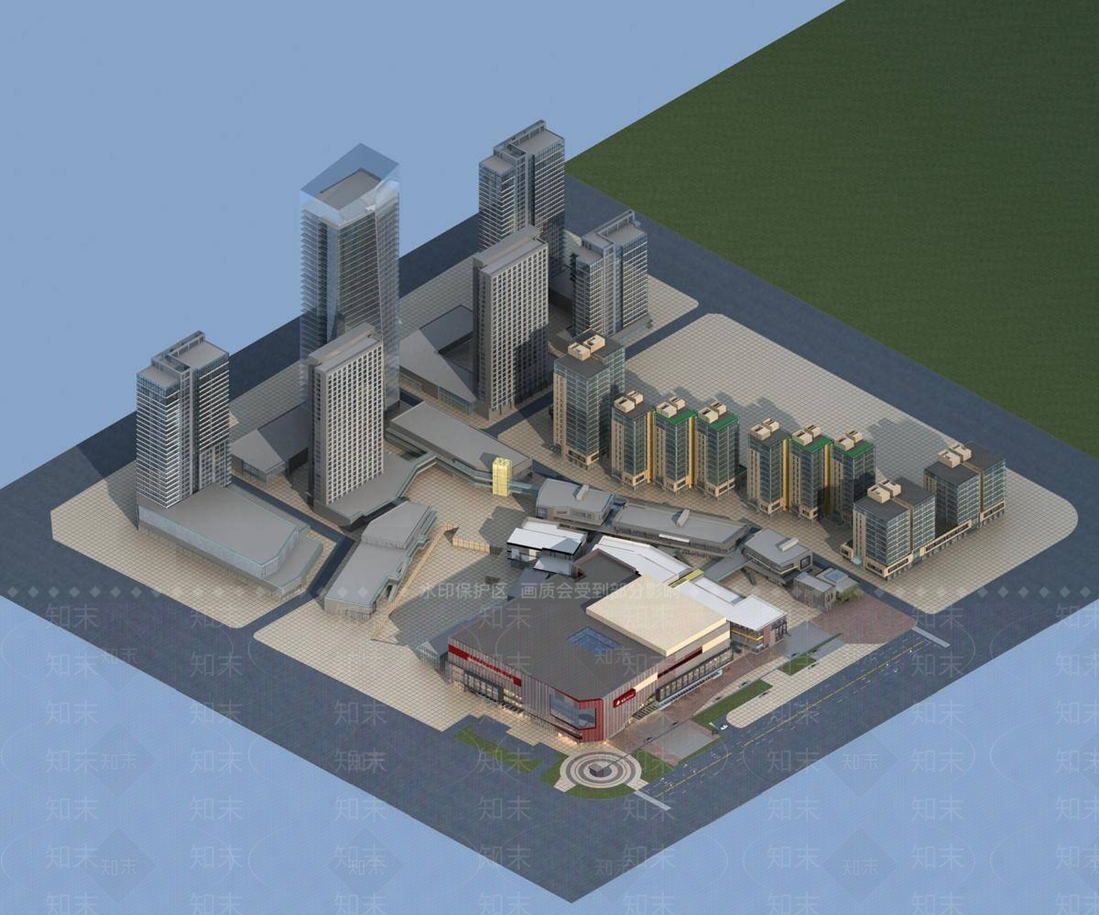现代商场外观3D模型下载【ID:1195189550】