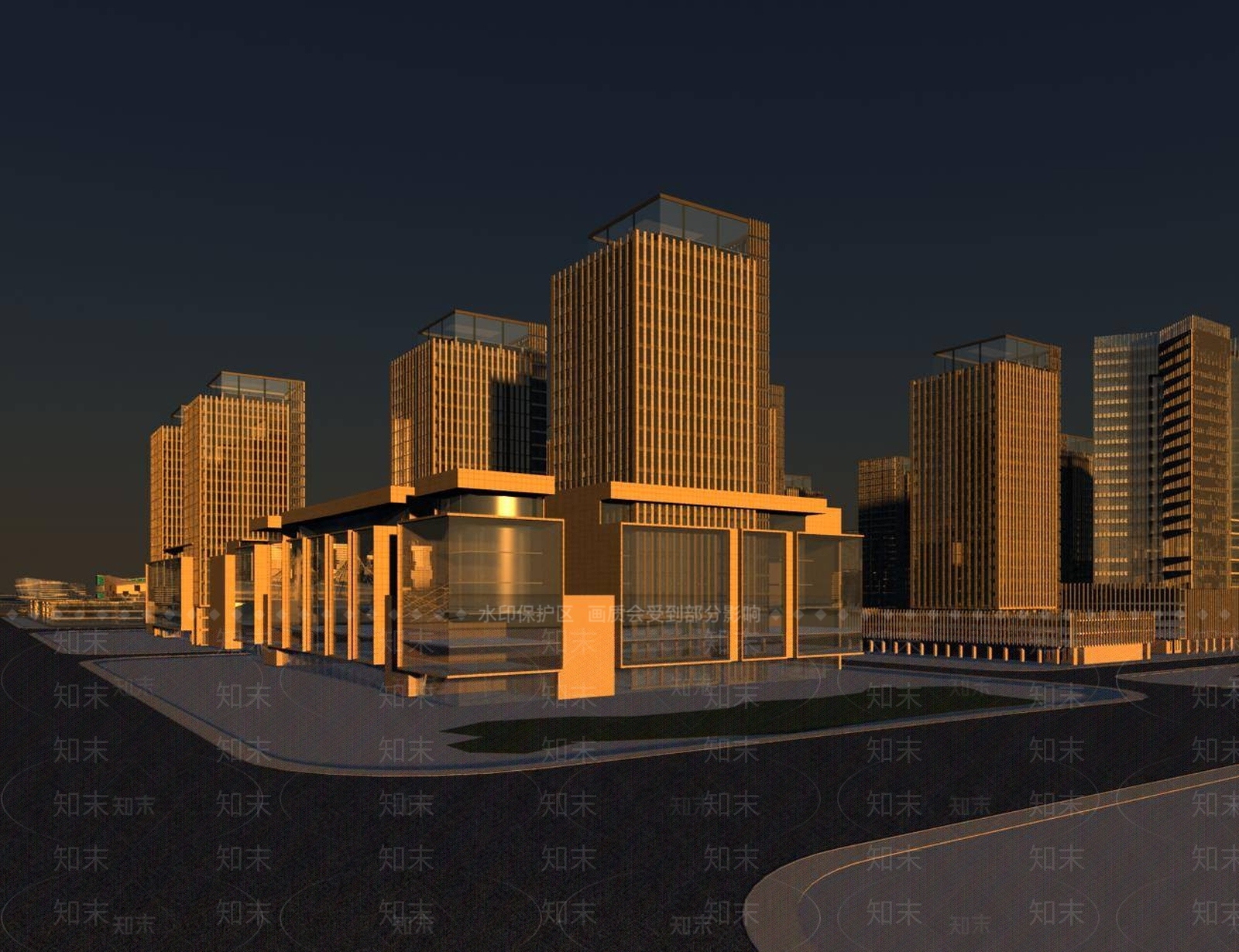 现代鸟瞰规划3D模型下载【ID:1195190491】