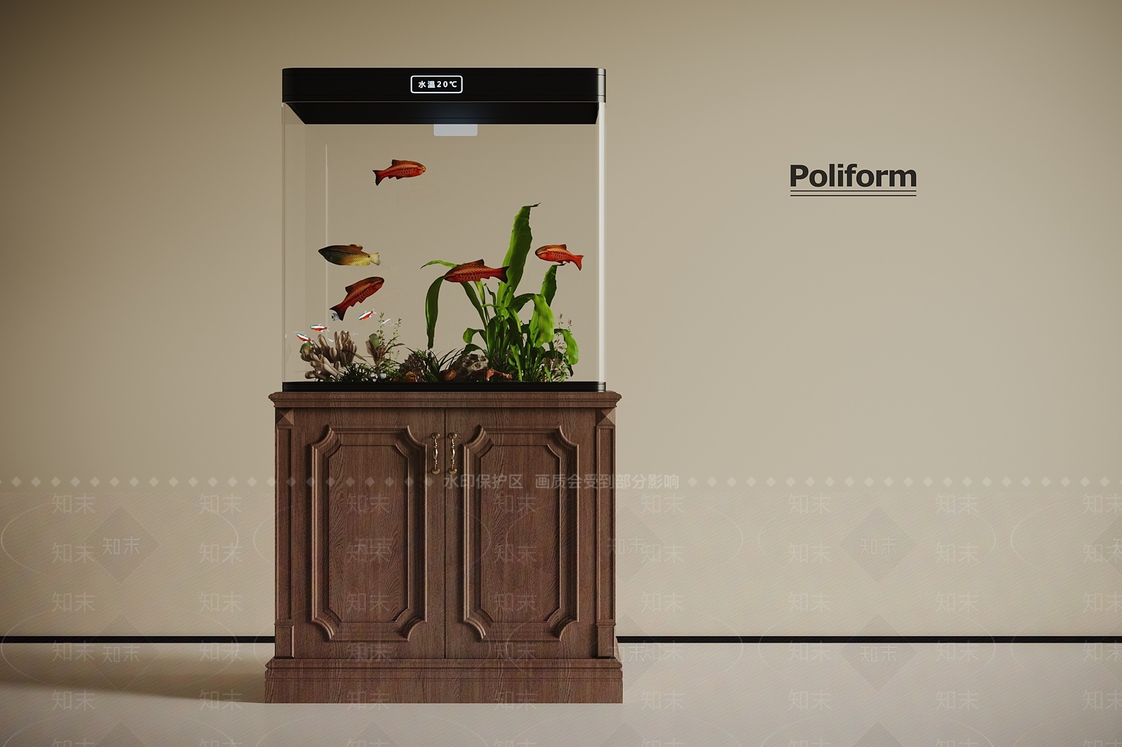 法式复古鱼缸3D模型下载【ID:1195191212】