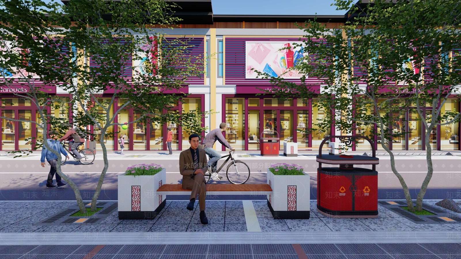 现代商业街SU模型下载【ID:1195192734】