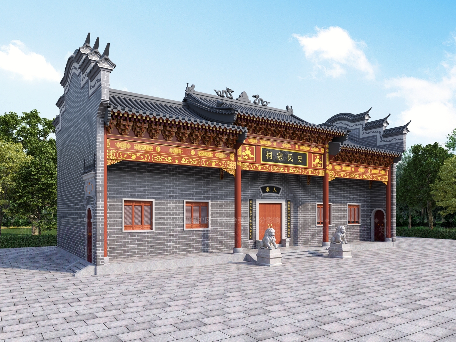 中式其他建筑外观3D模型下载【ID:1195193219】