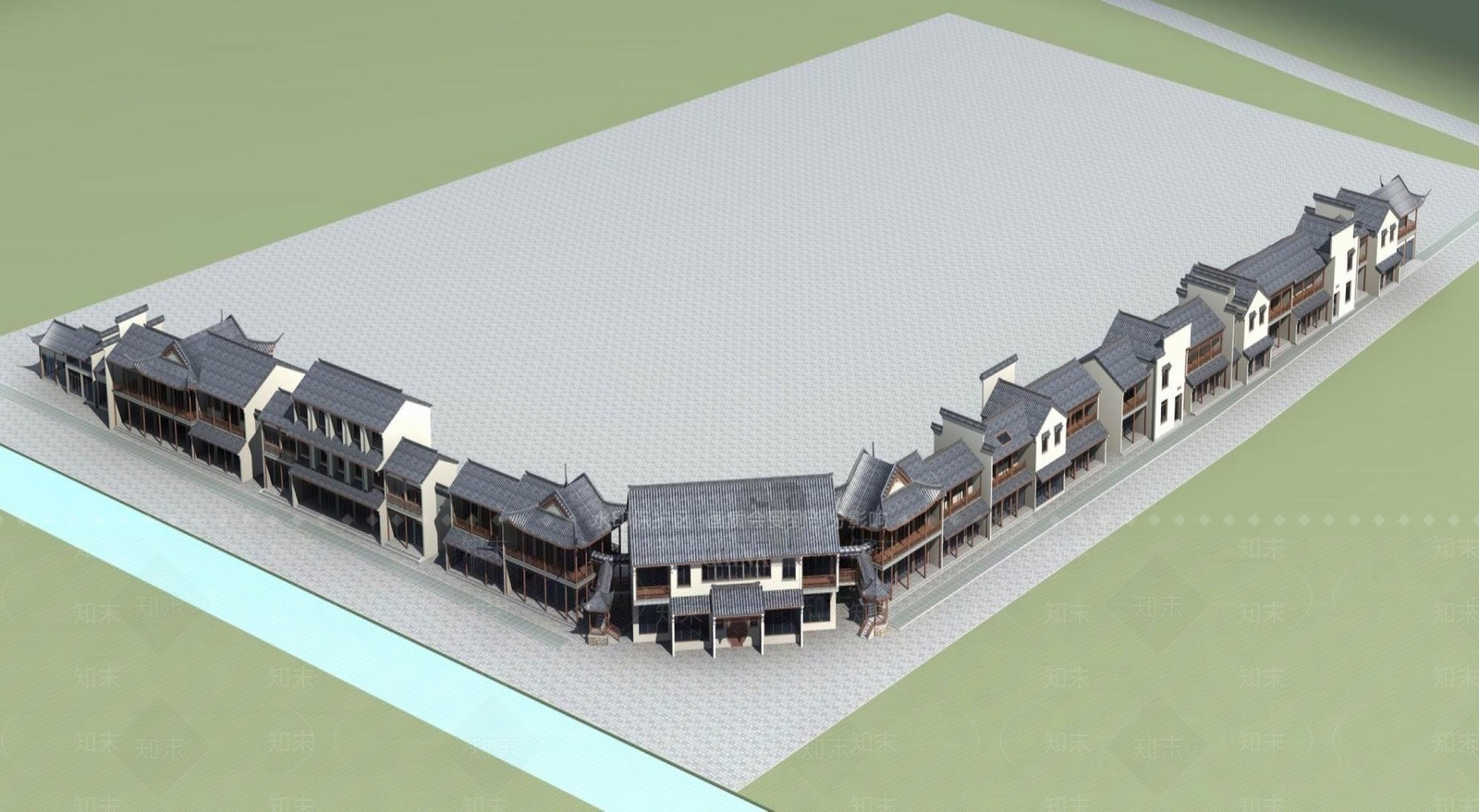 中式商业景观3D模型下载【ID:1195193500】