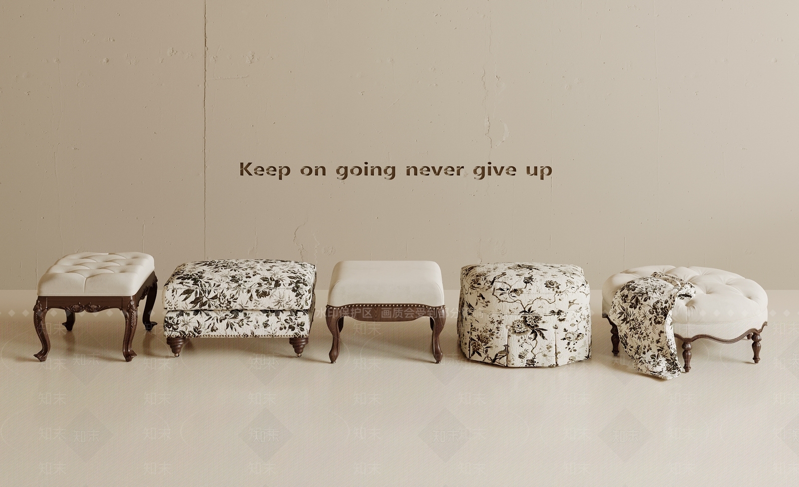 美式复古沙发凳SU模型下载【ID:1195199809】