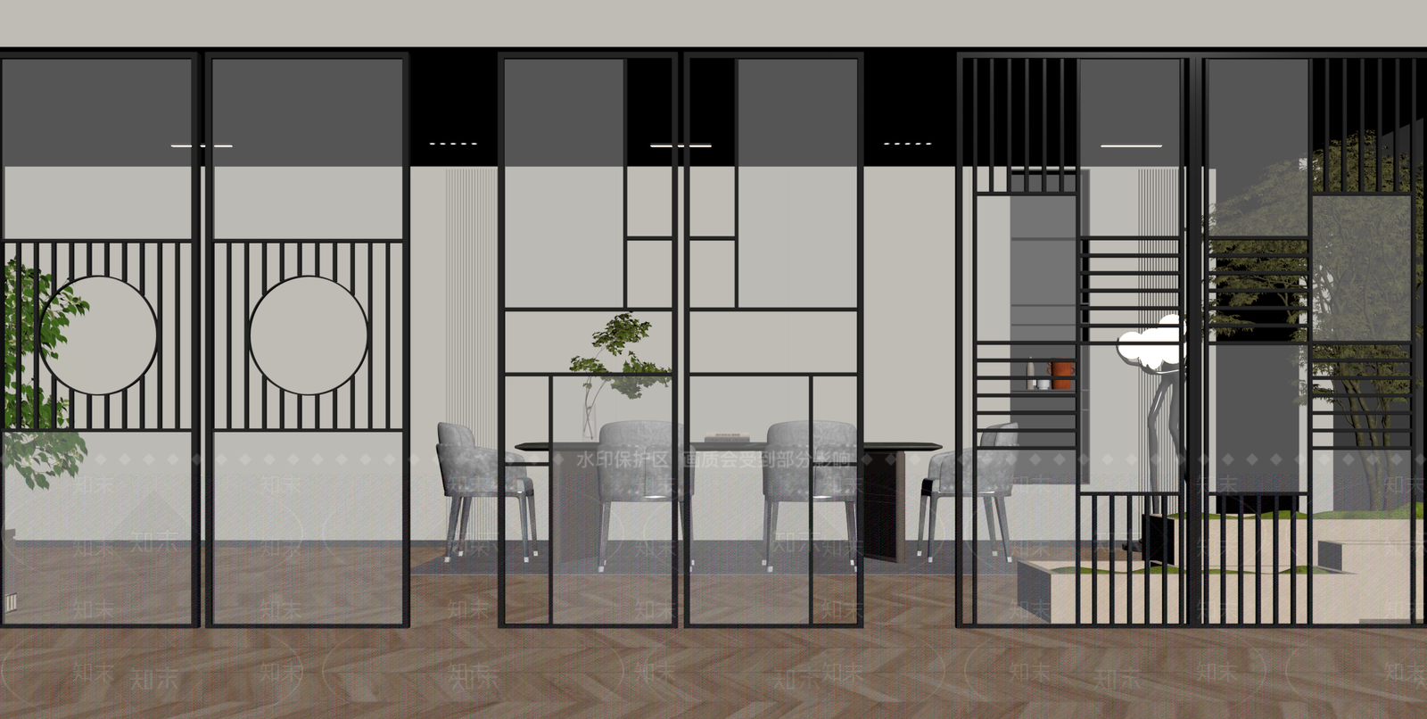 现代极简隔断SU模型下载【ID:1195202485】