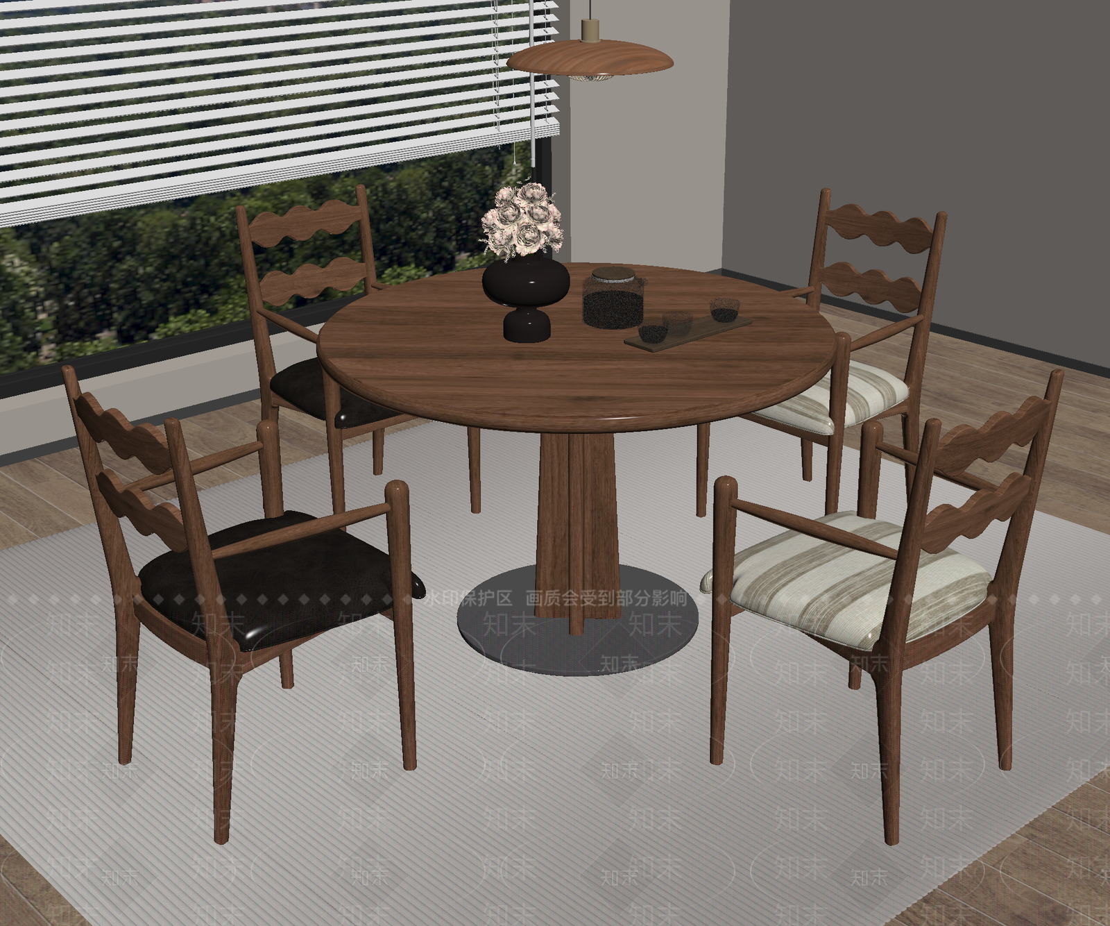 现代餐桌椅SU模型下载【ID:1195202982】