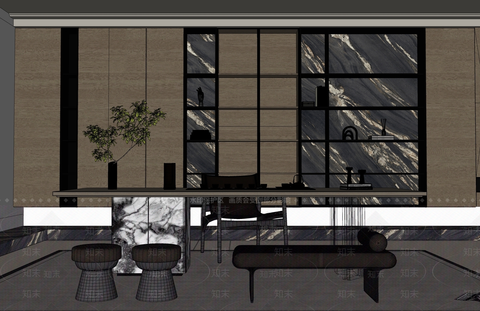 现代意式茶室SU模型下载【ID:1195203799】