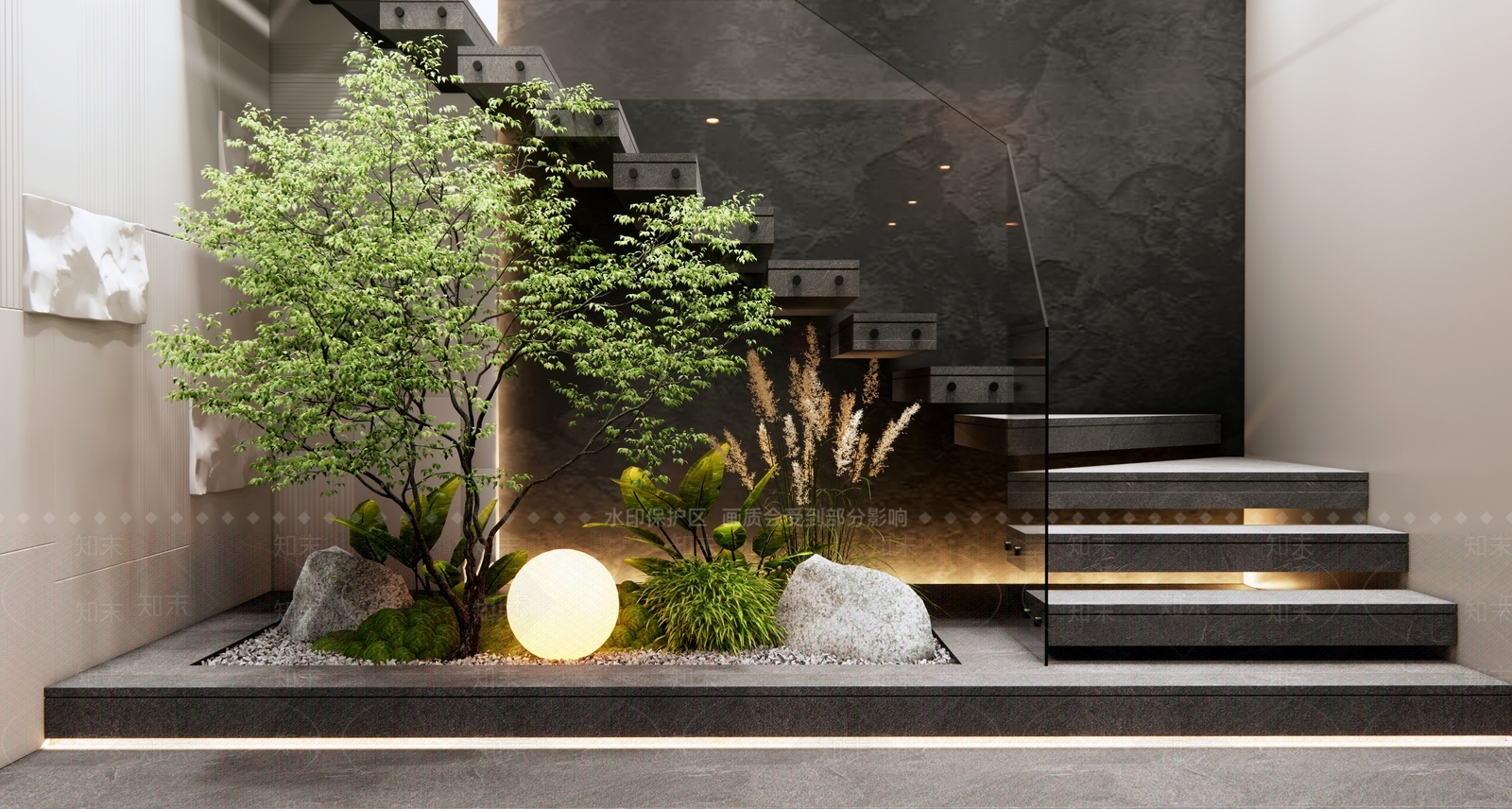 现代楼梯间SU模型下载【ID:1195207398】