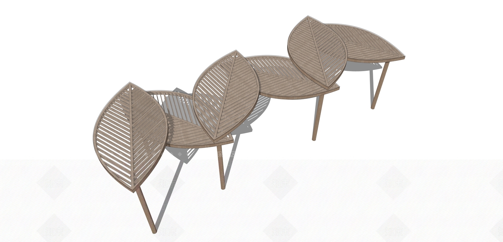 新中式原木廊架SU模型下载【ID:1195211559】