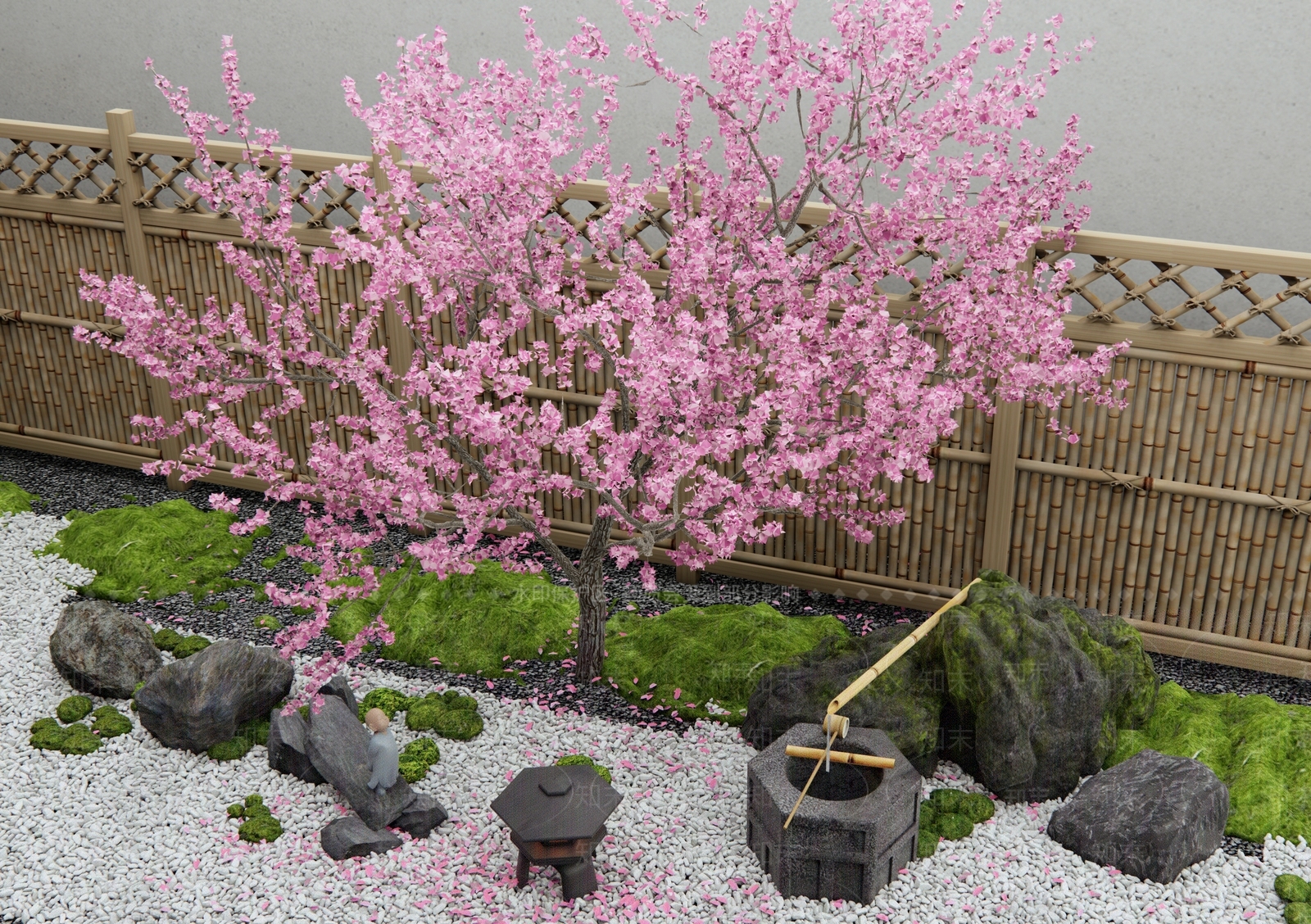 日式禅意庭院小品SU模型下载【ID:1195215571】
