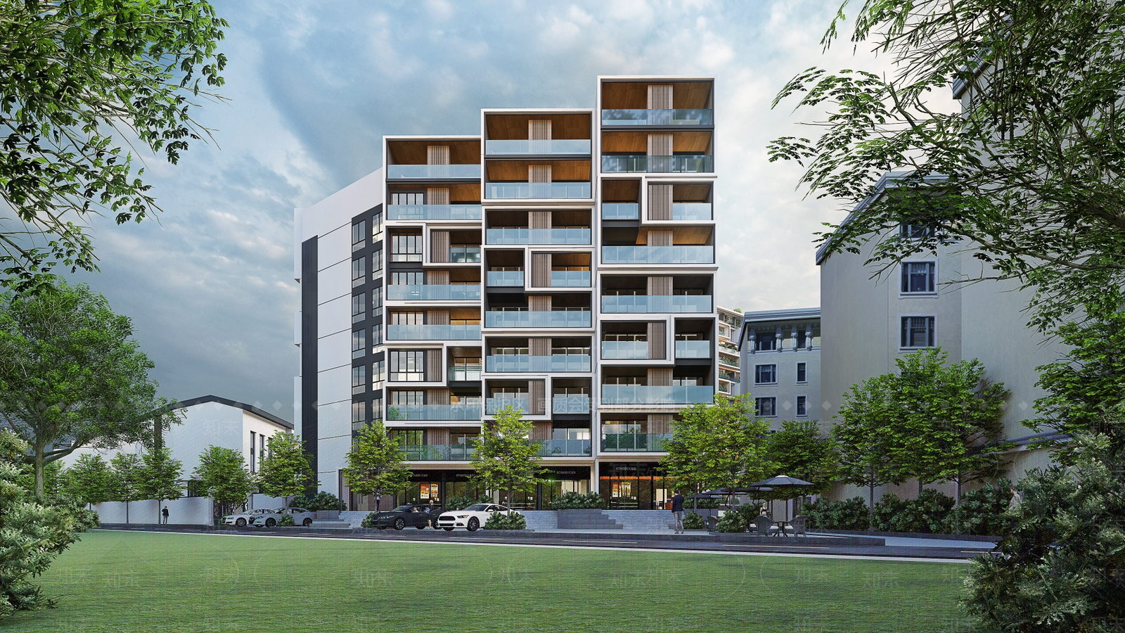 现代多层住宅SU模型下载【ID:1195220016】