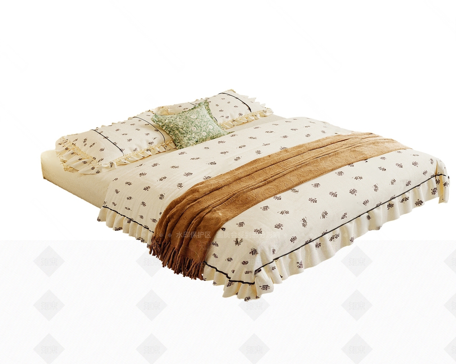 现代复古床品SU模型下载【ID:1195223043】