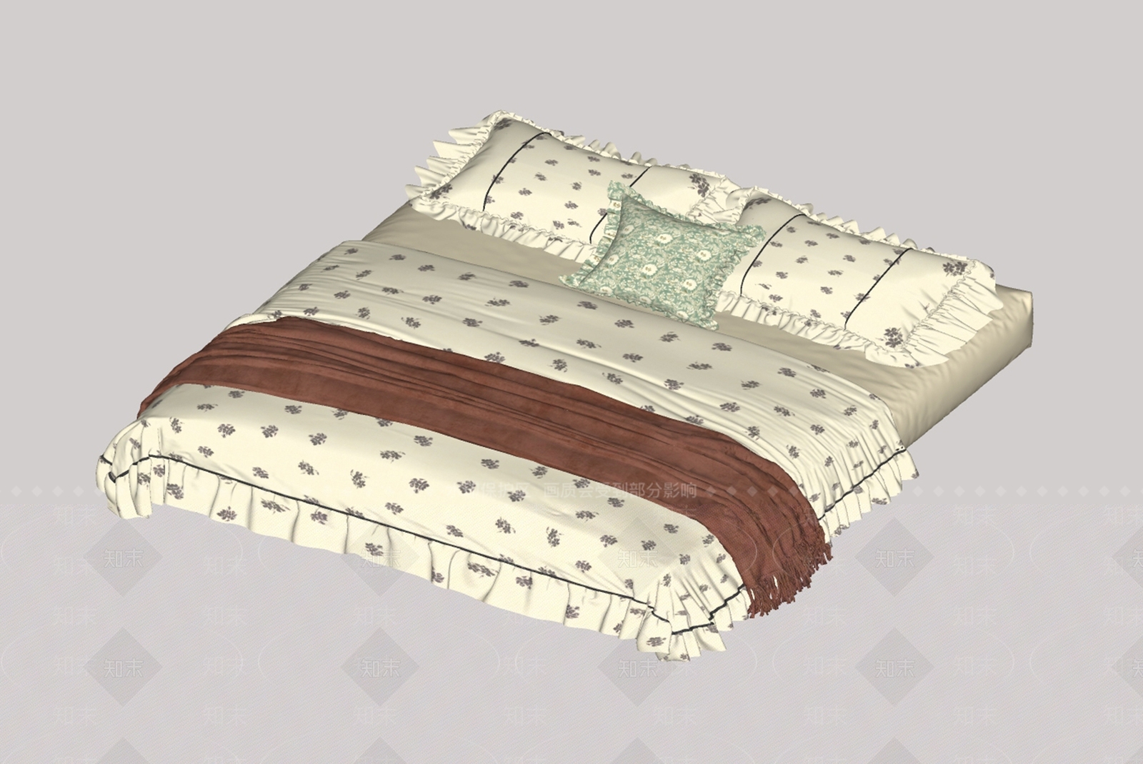 现代复古床品SU模型下载【ID:1195223043】
