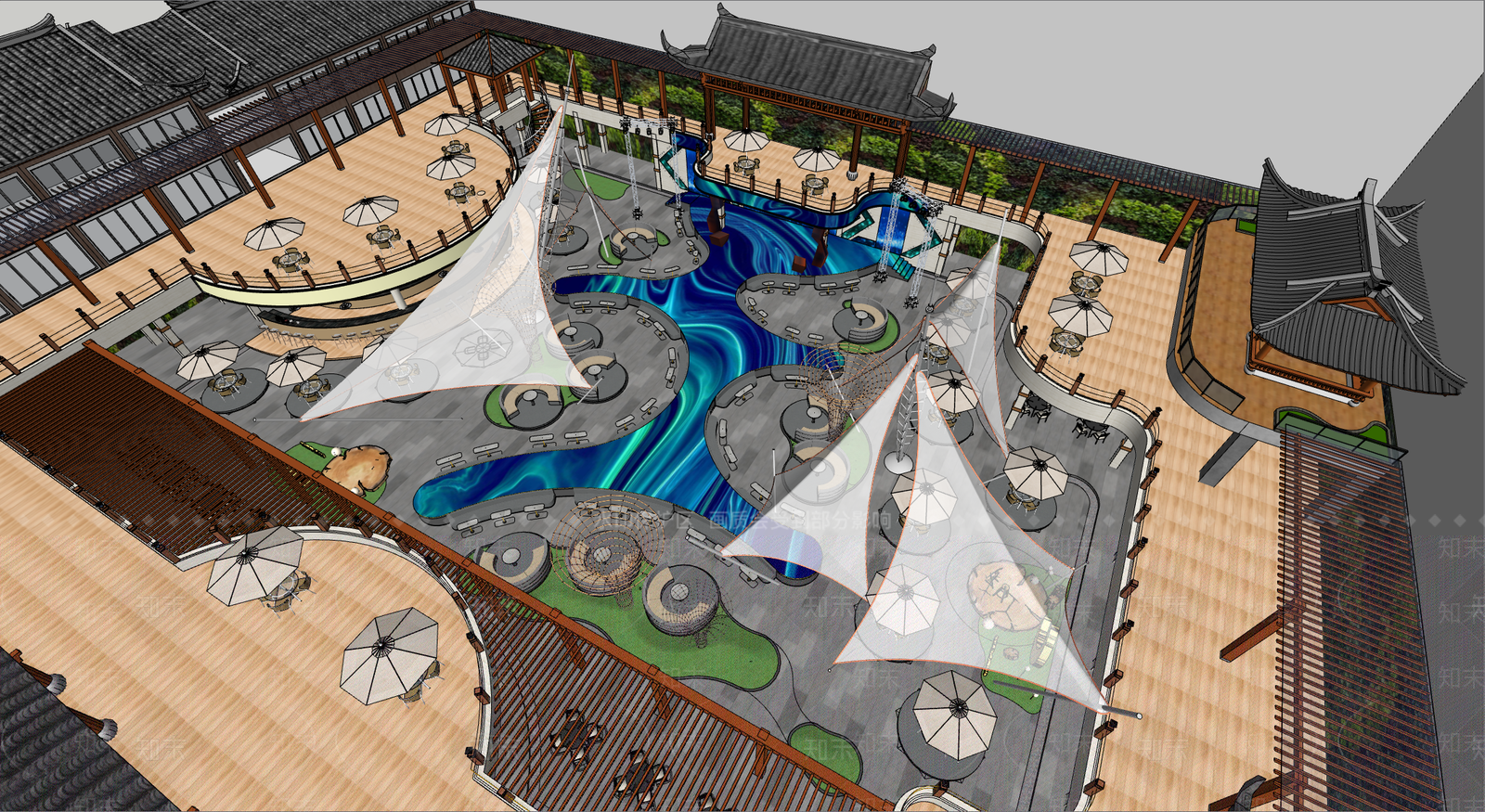 新中式现代酒吧SU模型下载【ID:1195223645】