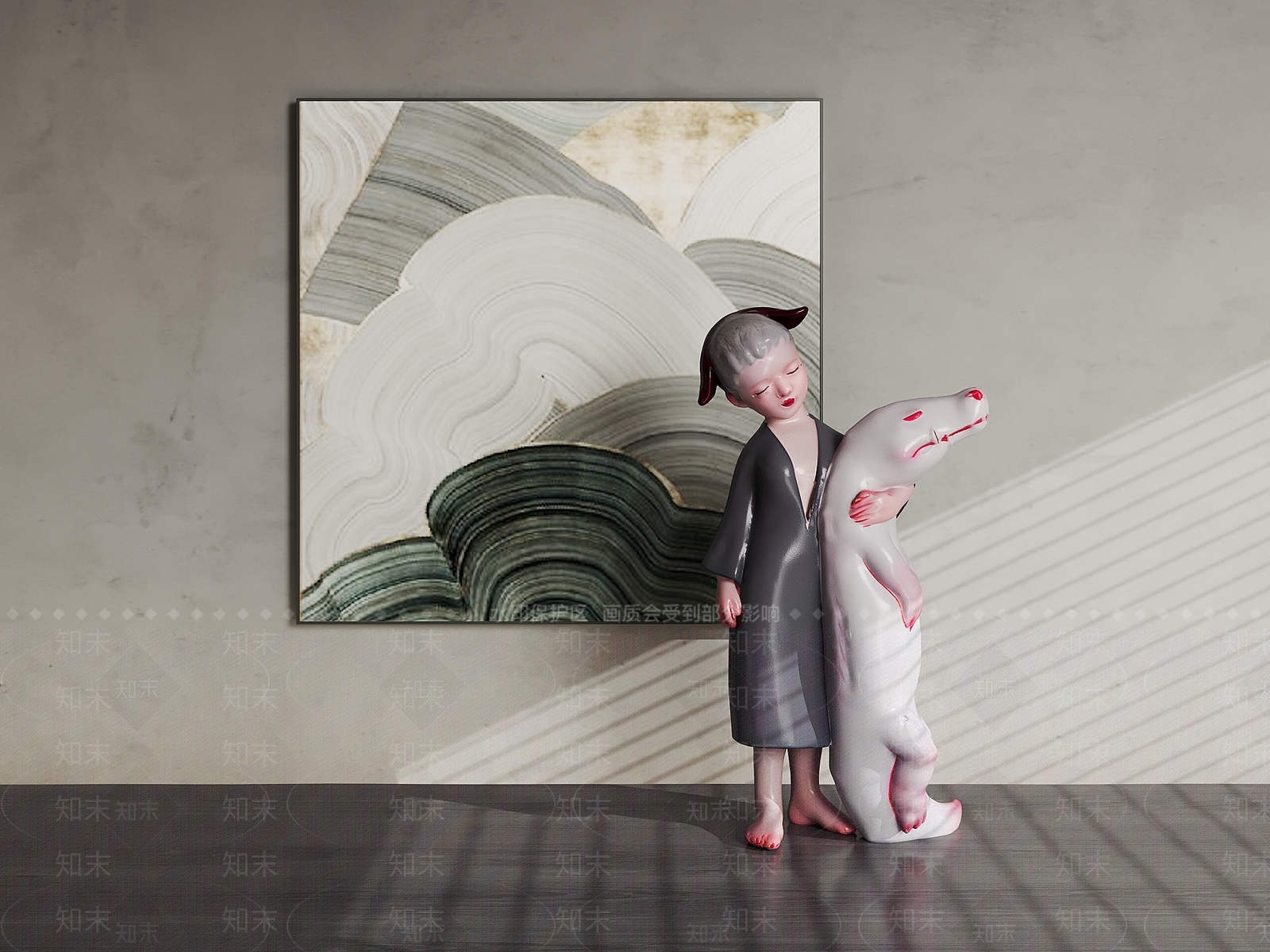 现代奶油雕塑摆件3D模型下载【ID:1195223832】