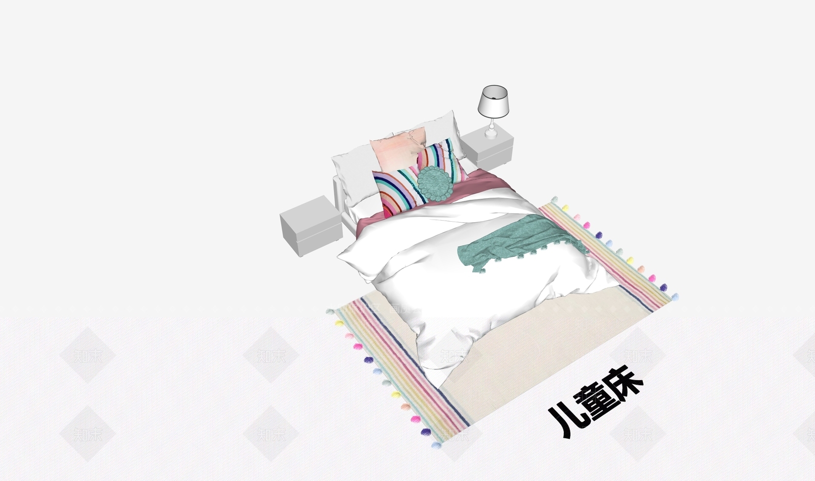 现代儿童床SU模型下载【ID:1195223647】