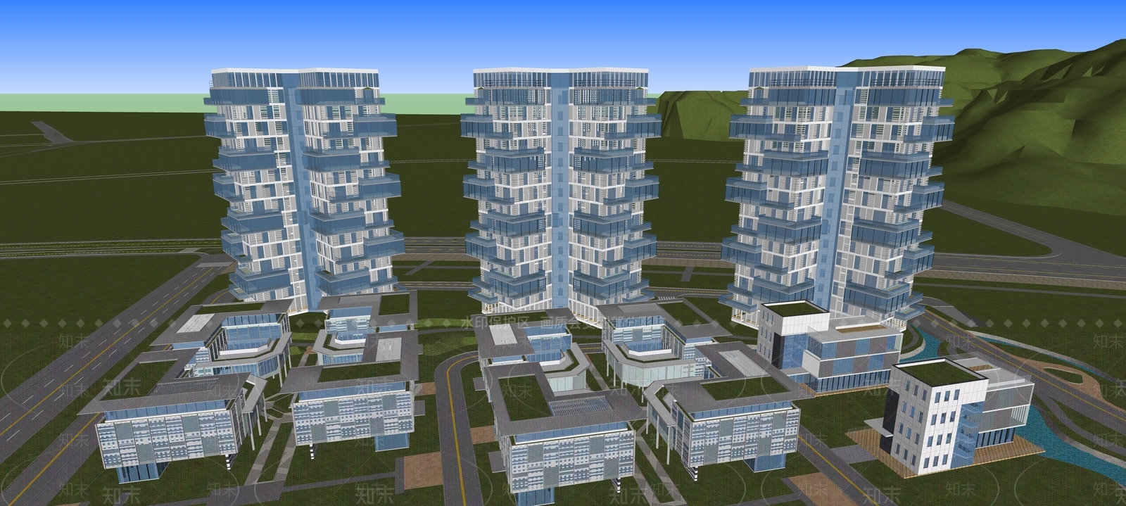 现代多层住宅SU模型下载【ID:1195224739】