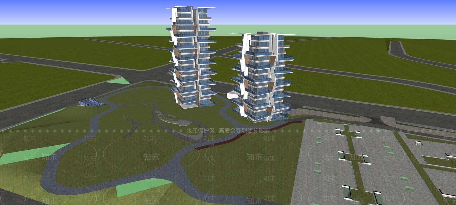 现代多层住宅SU模型下载【ID:1195224865】