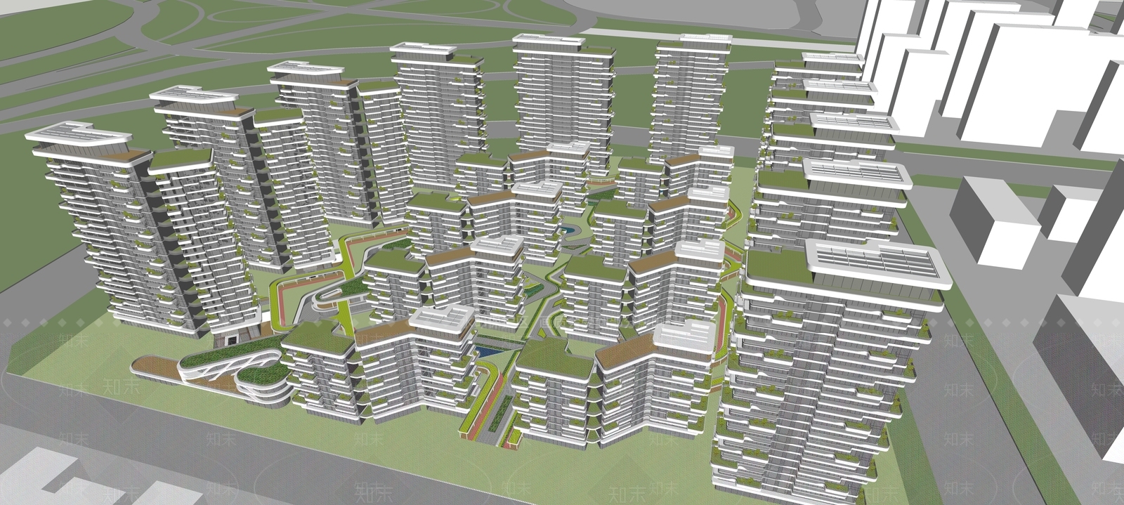现代多层住宅SU模型下载【ID:1195225120】