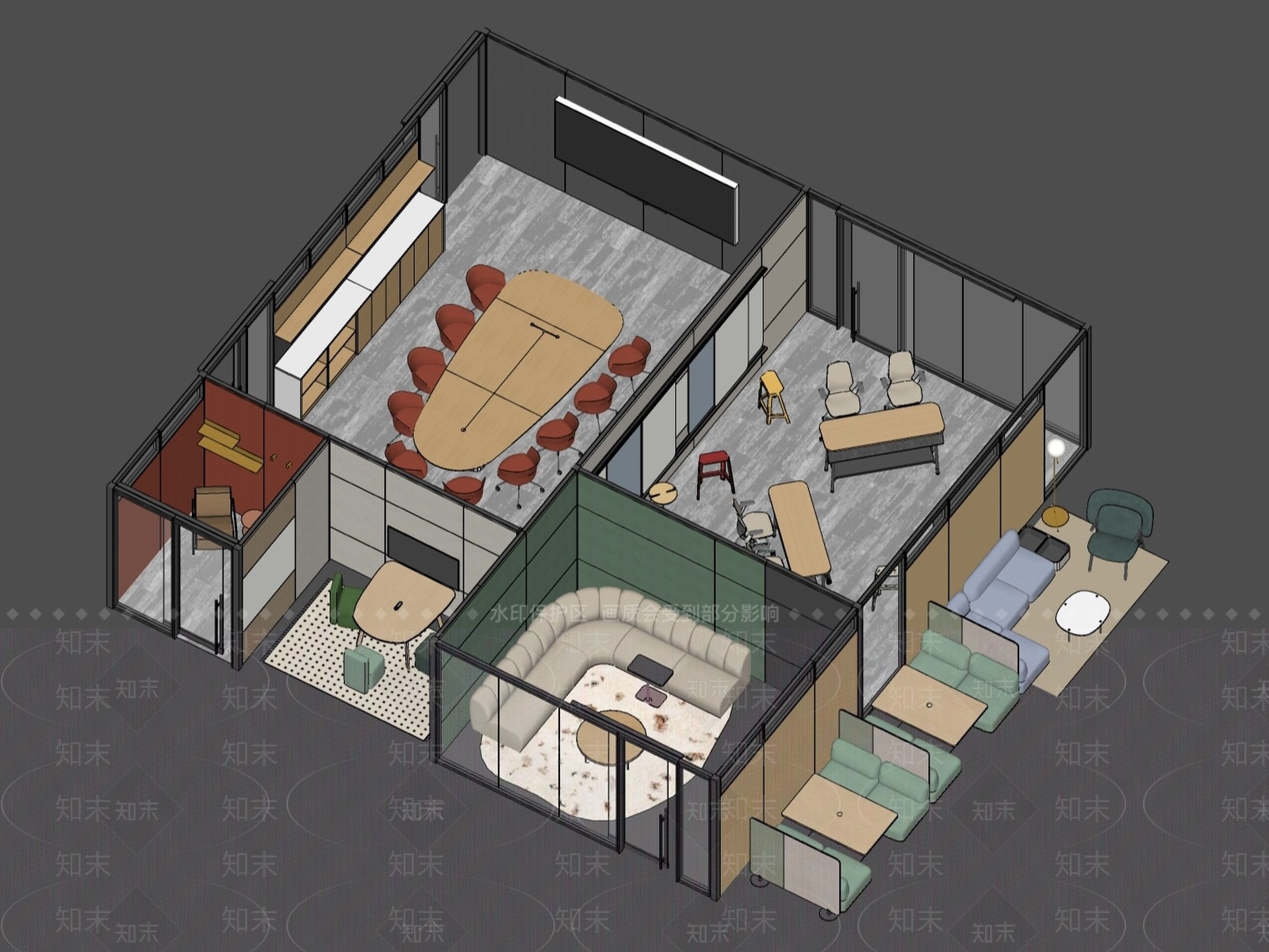 现代简约其他办公区域SU模型下载【ID:1195225521】