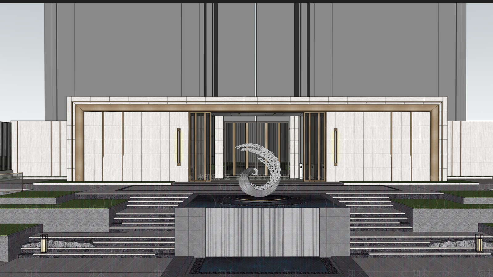 现代入口大门SU模型下载【ID:1195225351】