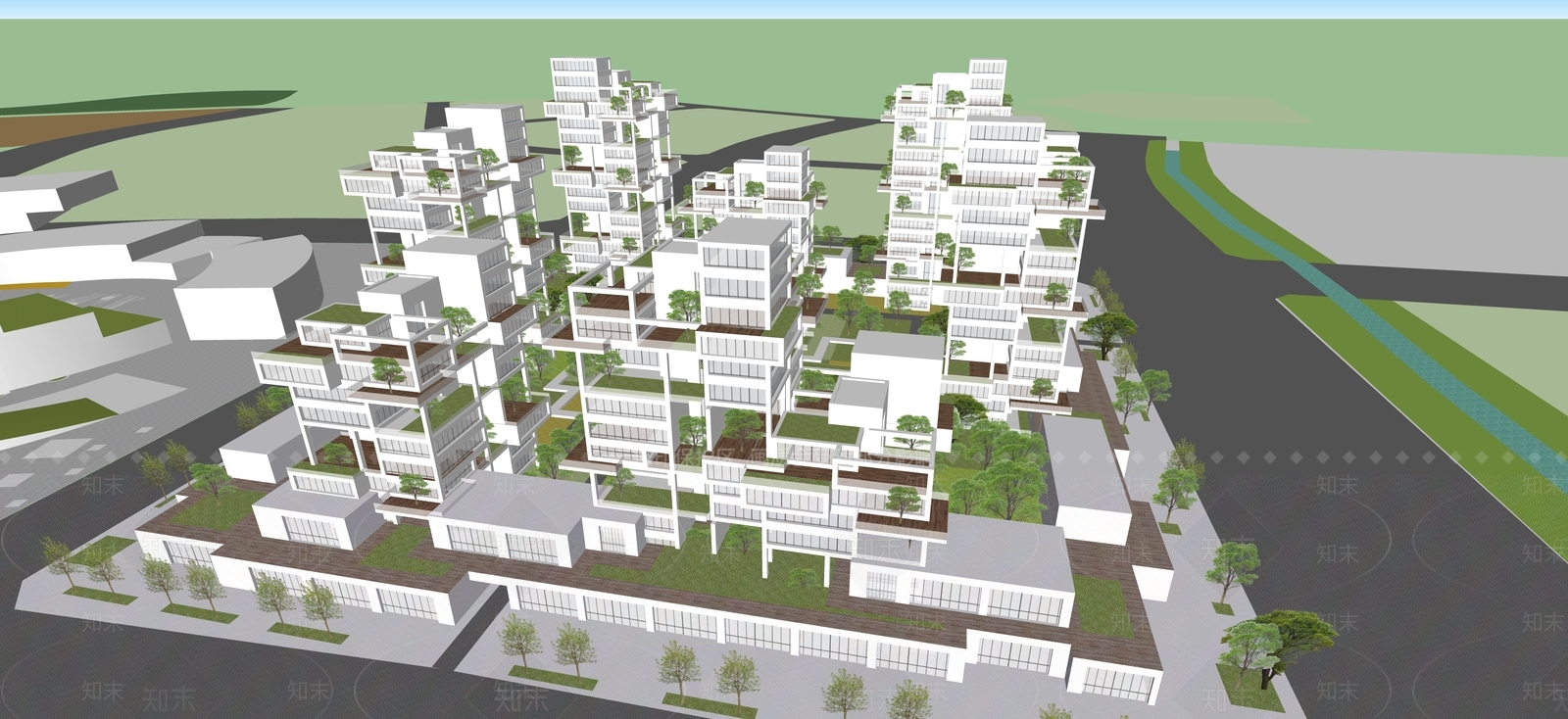 新中式现代多层住宅SU模型下载【ID:1195225334】