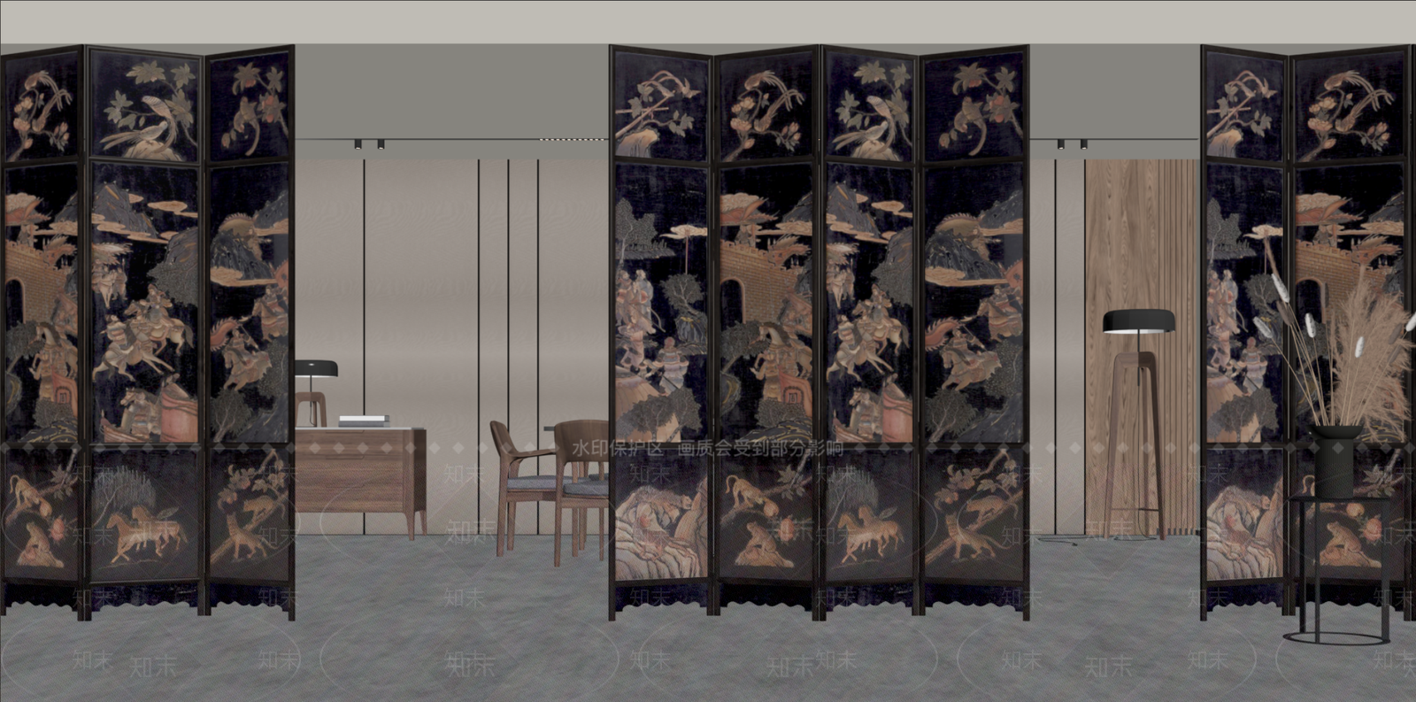 中古侘寂屏风SU模型下载【ID:1195226377】