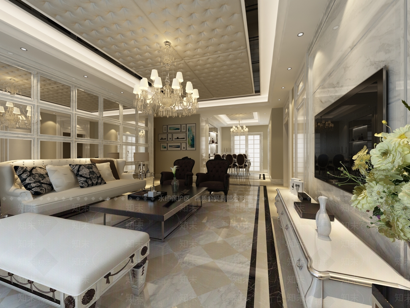 简欧客餐厅3D模型下载【ID:1195226767】