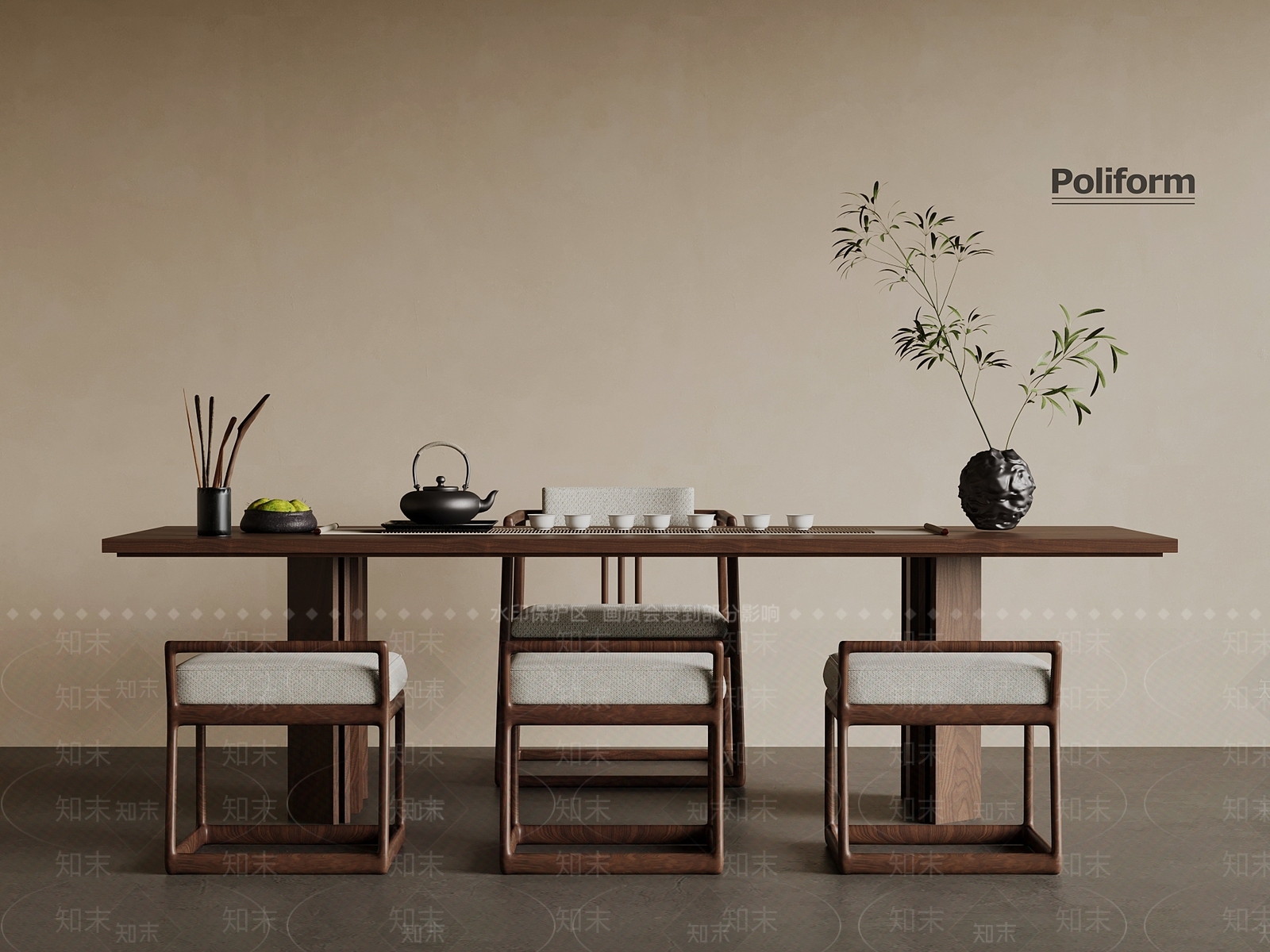 新中式茶桌椅SU模型下载【ID:1195226923】