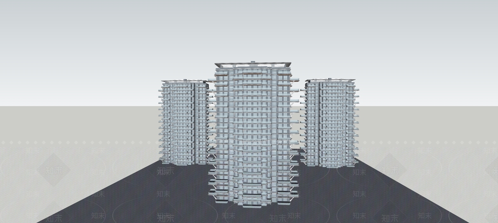 现代多层住宅SU模型下载【ID:1195227715】