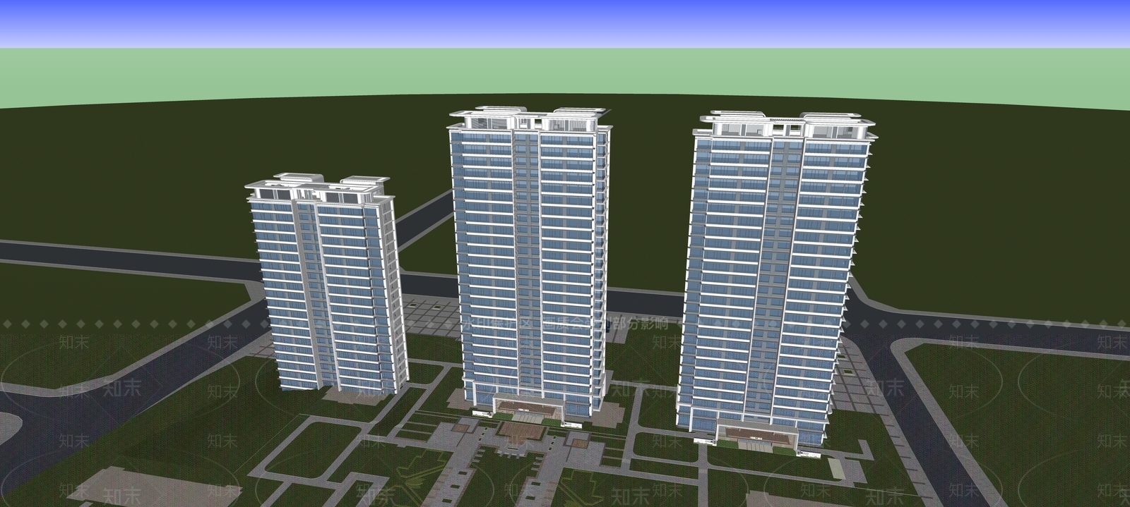 现代多层住宅SU模型下载【ID:1195227883】