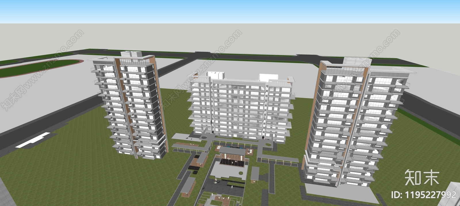 现代多层住宅SU模型下载【ID:1195227992】